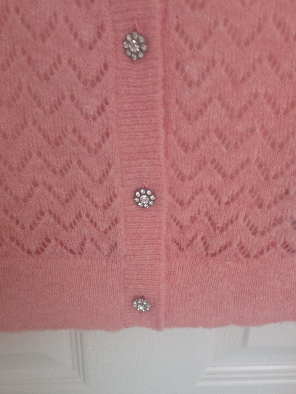 Zara Coral-Pink Openwork Button Cardigan. NWT. Size S - Picture 6 of 7